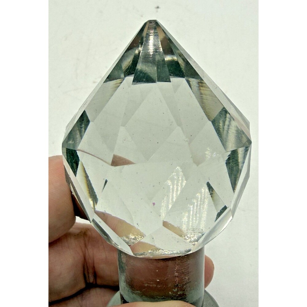 Pink Mercury Glass Globular Large Bottle Faceted Crystal Cut Stopper 8.5” Genie - Picture 11 of 13